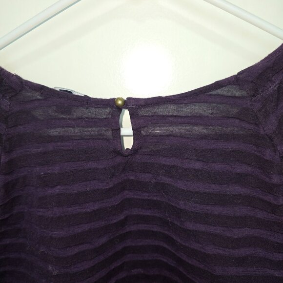 Gap Velvet Striped Top Small - Purple 3/4 Balloon Sleeve Blouse - Picture 5 of 7